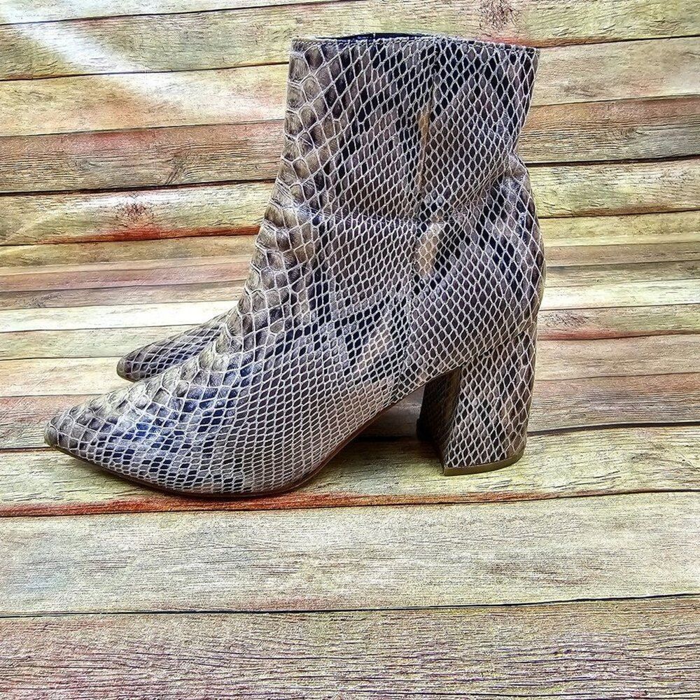 Marc Fisher Snake Print Block Heel Stretch Boot S… - image 2